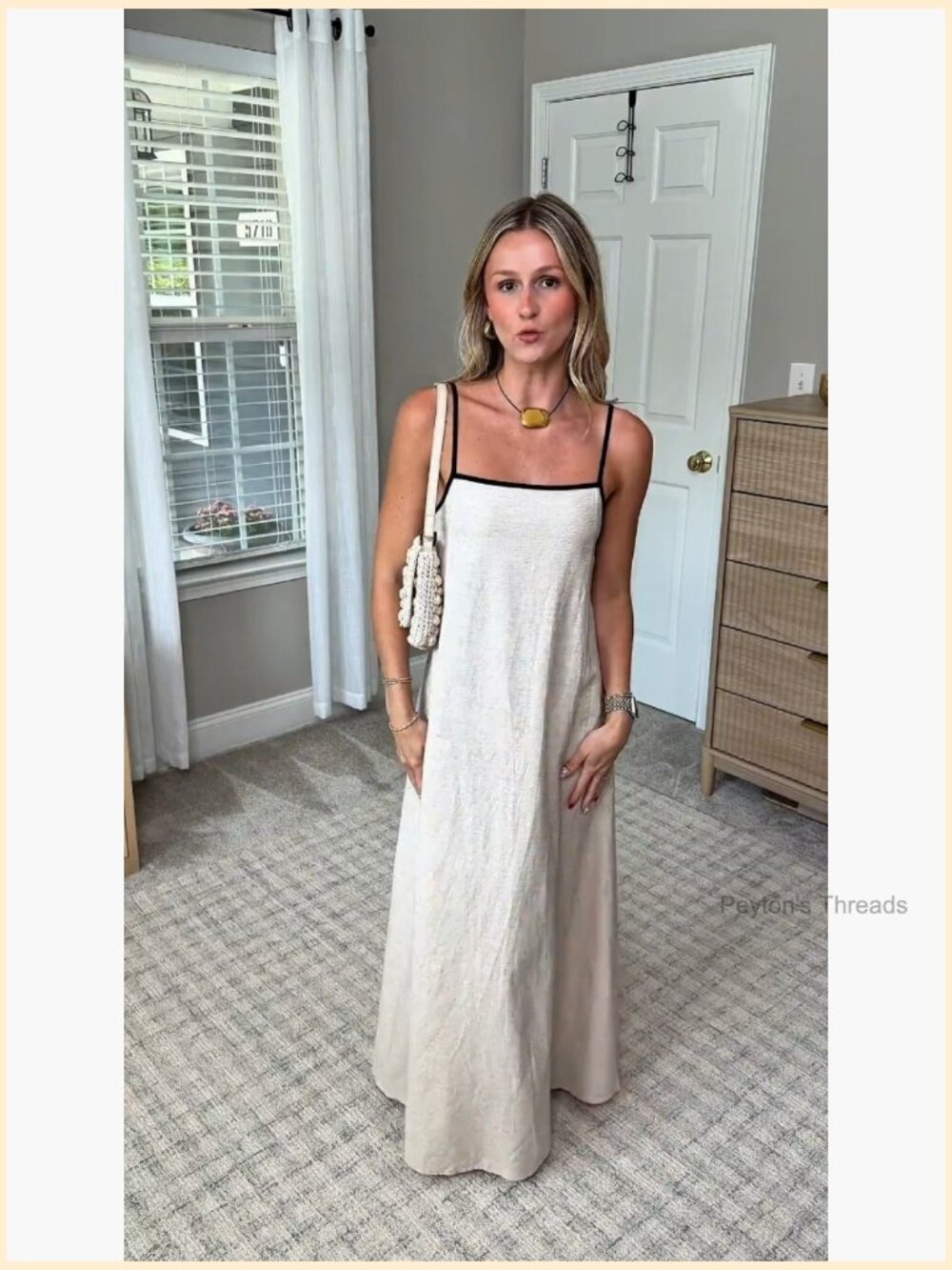 Linen Maxi Dress with Pockets Spaghetti Strap Backless Casual Beach Party - Picture 6 of 7